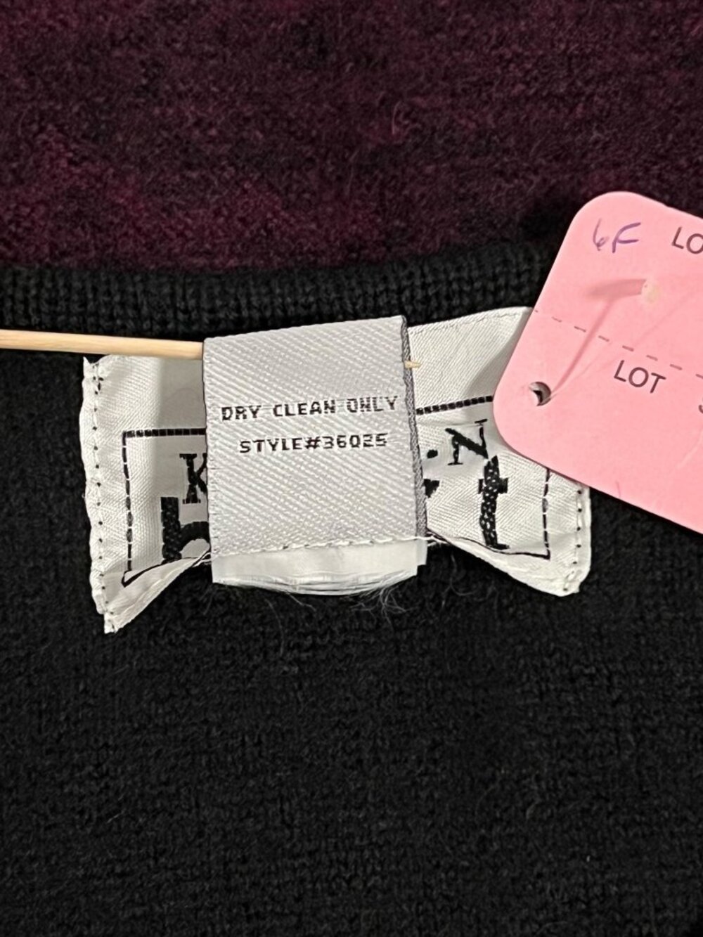 Keren Hart Women Small Cardigan Sweater Wool Blend Black & Burgundy Open Front - Picture 11 of 11